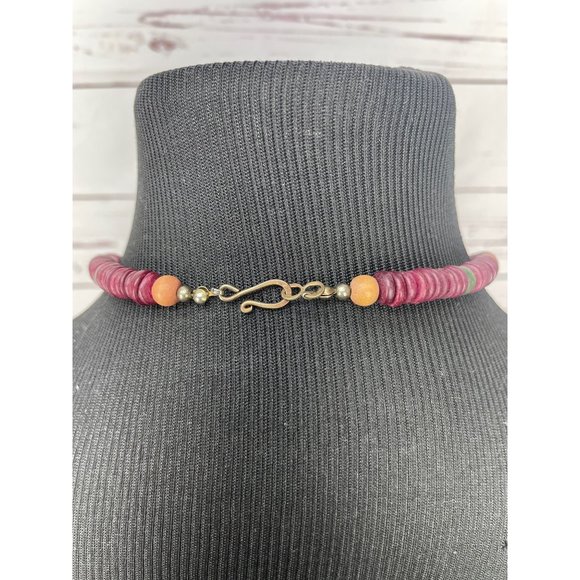 Women's Multi Colored Leaves Wooden Necklace - Picture 3 of 3